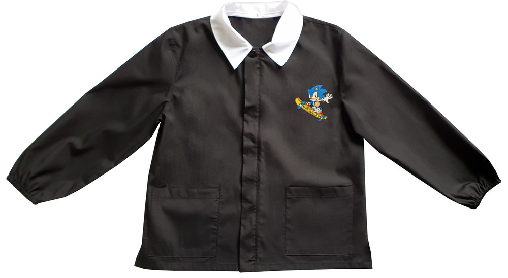 Casacca Scuola Bambino Con Cerniera 6 Anni Nero Ricamo Sonic - Foto 1