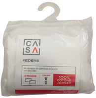 Federa Jersey Tinta Unita Cm50x80 Con Zip Bianco Conf Da 2 Casa Federa Jersey Tinta Unita Cm50x80 Con Zip Bianco Conf Da 2 Casa