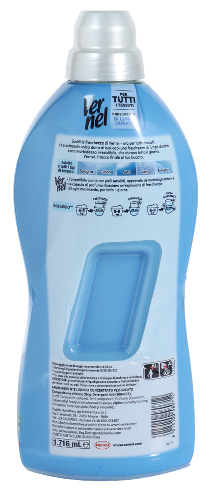 Ammorbidente Concentrato Per Lavatrice Blu Oxygen 78 Lavaggi Vernel - Foto 3