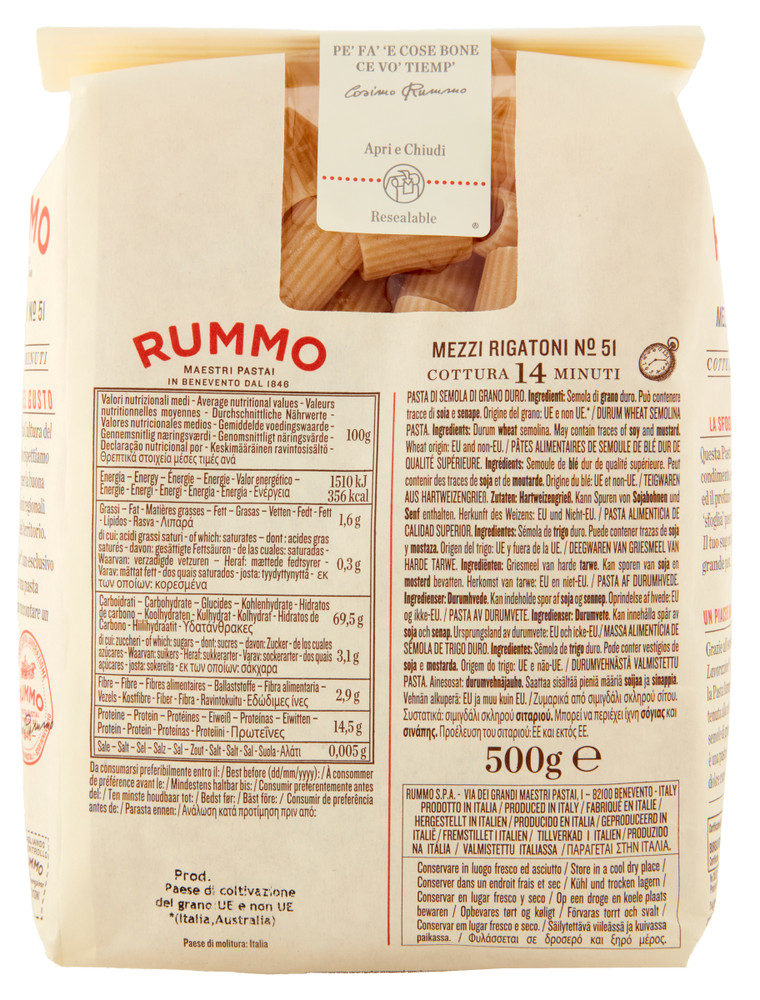 Pasta Mezzi Rigatoni N.51 Di Semola Di Grano Duro Rummo - Foto 3
