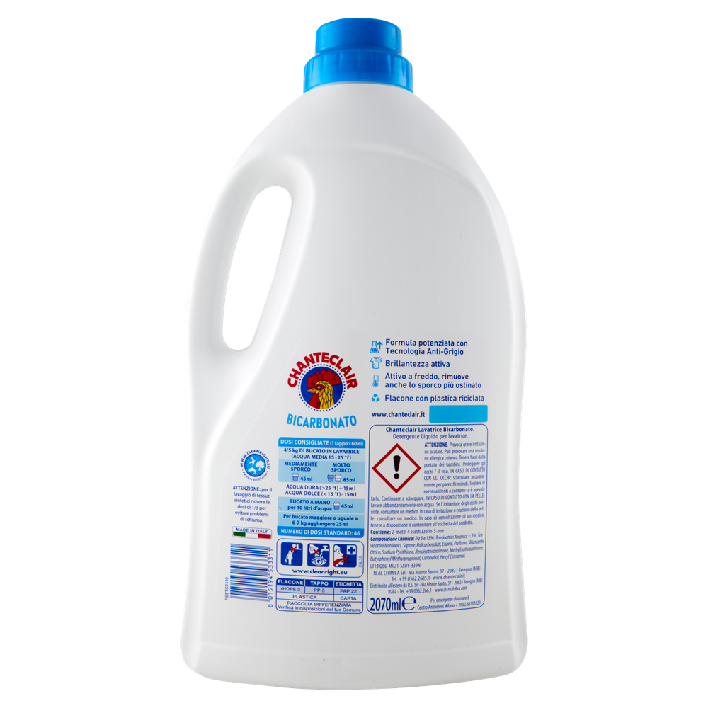 Detersivo Liquido Lavatrice Bicarbonato Chanteclair 46 Lavaggi - Foto 3