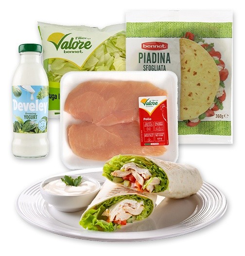 Wrap di Pollo (2-3 porzioni) con Insalata e Dressing di Yogurt - Foto 1