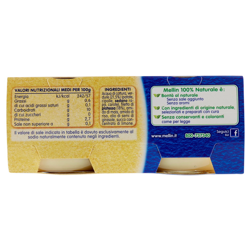 Omogeneizzato Pesce Dal 4° Mese Di Platessa 2x80g Mellin - Foto 3
