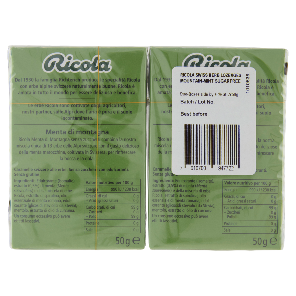 Caramelle Menta Di Montagna Senza Zucchero 2x50g Ricola - Foto 3