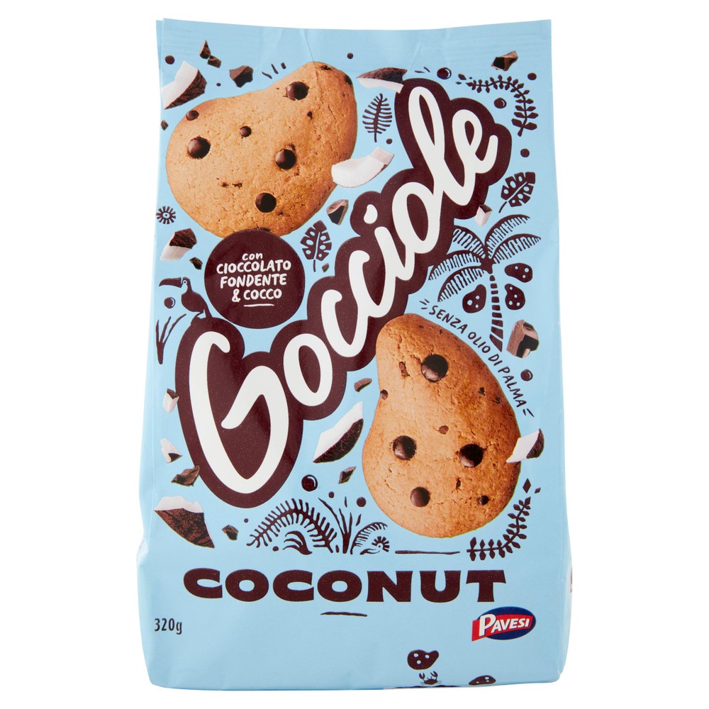 Biscotti Gocciole Coconut Con Cioccolato Fondente E Cocco Pavesi