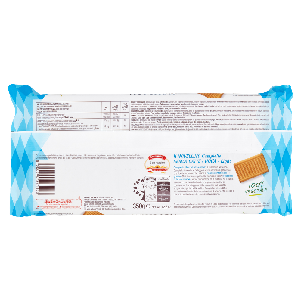 Biscotti Novellino Light Senza Latte E Uova 4x87,5 Campiello - Foto 3