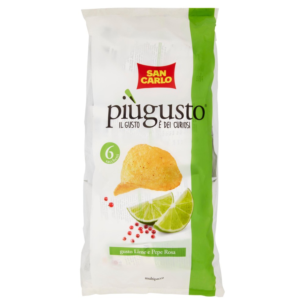Patatine Piu'gusto Al Lime E Pepe Rosa Senza Glutine 6x25g San Carlo - Foto 1