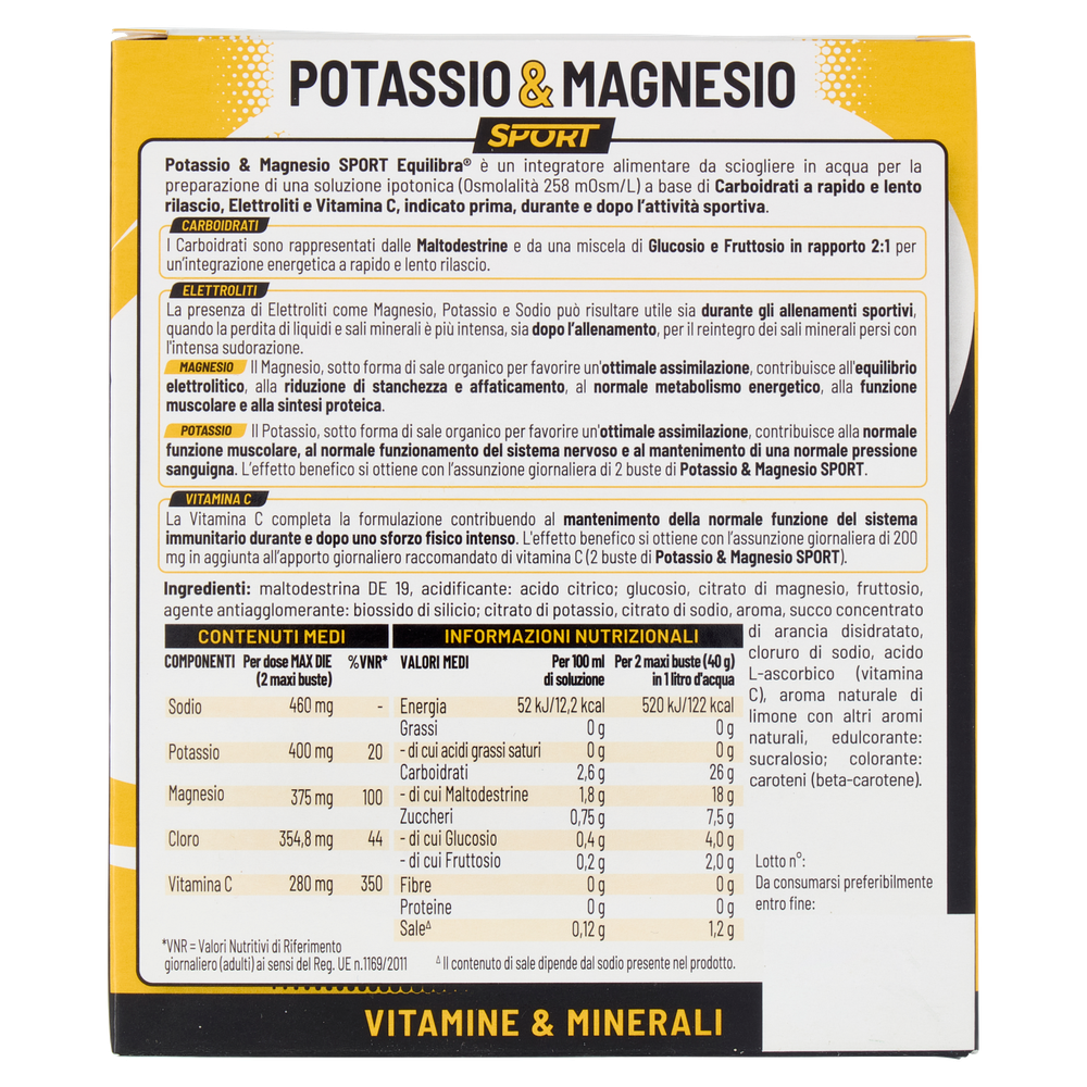 Equilibra Sport Potassio & Magnesio Maxi Buste 10x20g - Foto 3