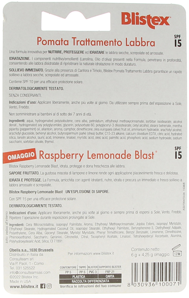 Pomata Tubetto + Stick Raspberry Blistex - Foto 2