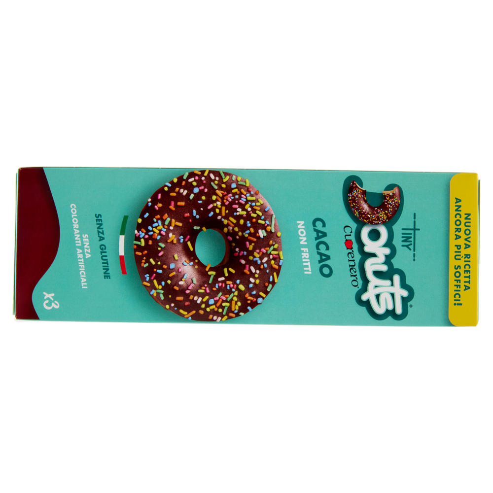 Ciambelle Tiny Donuts Al Cacao Con Glassa Colorata 3x37g Cuorenero - Foto 3