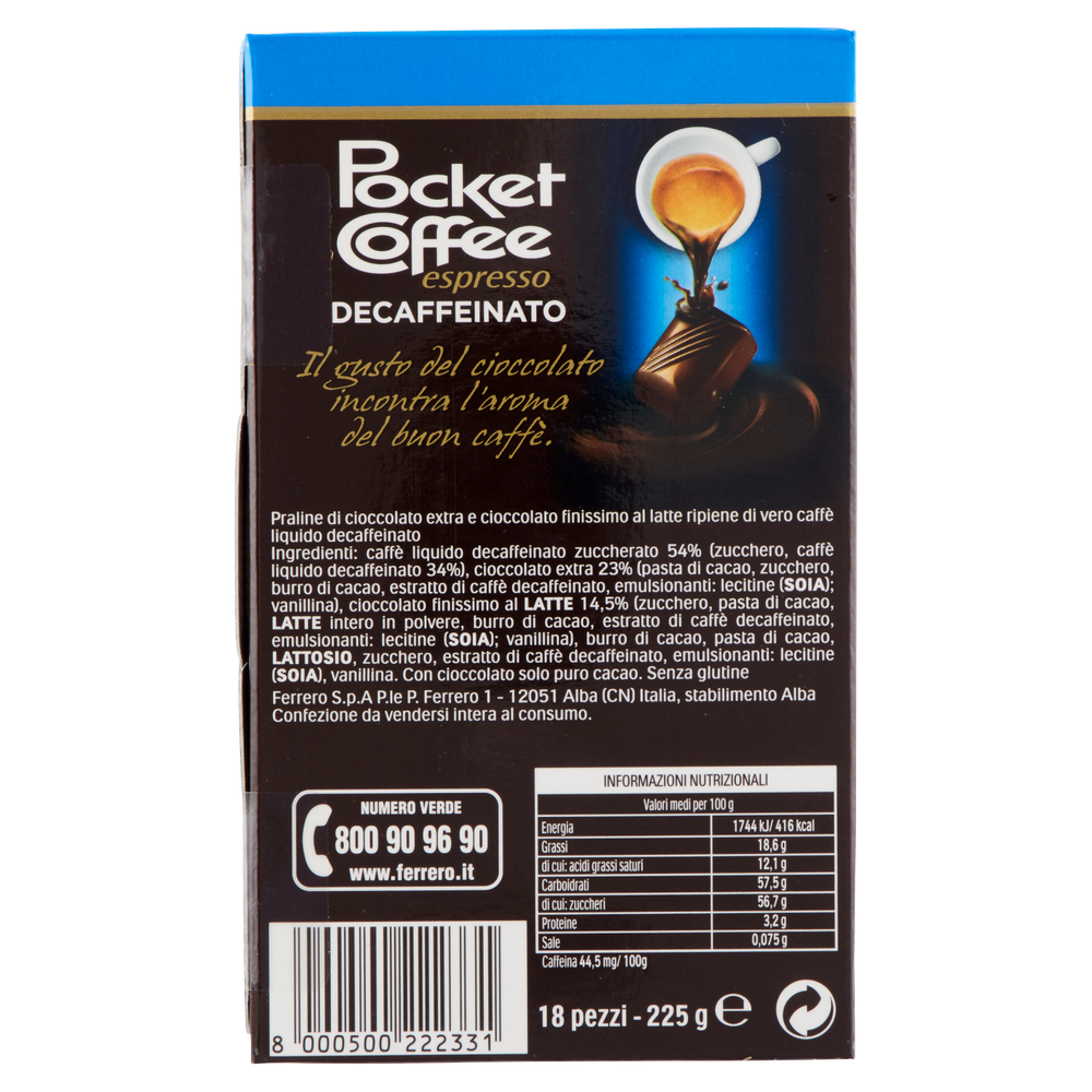 Cioccolatini Con Espresso Decaffeinato 18x12,5g Pocket Coffee - Foto 3