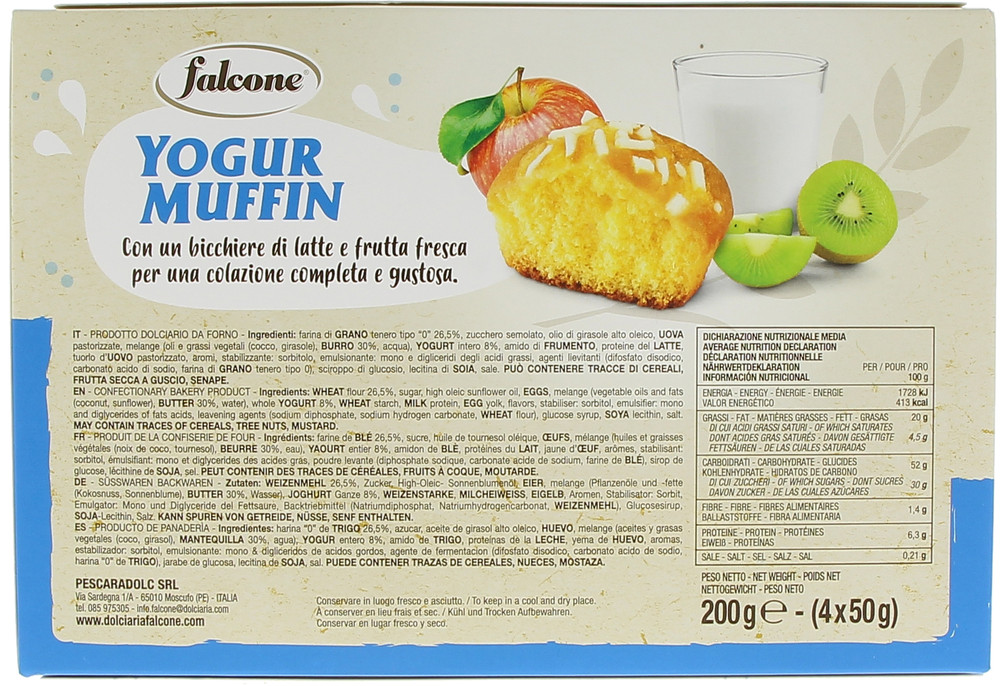 Merendine Muffin Con L'8% Di Yourt Intero Senza Olio Di Palma Falcone - Foto 2