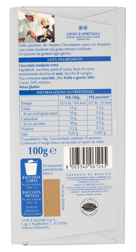 Tavoletta Gamme Bleue Di Cioccolato Fondente Classica Lindt - Foto 3