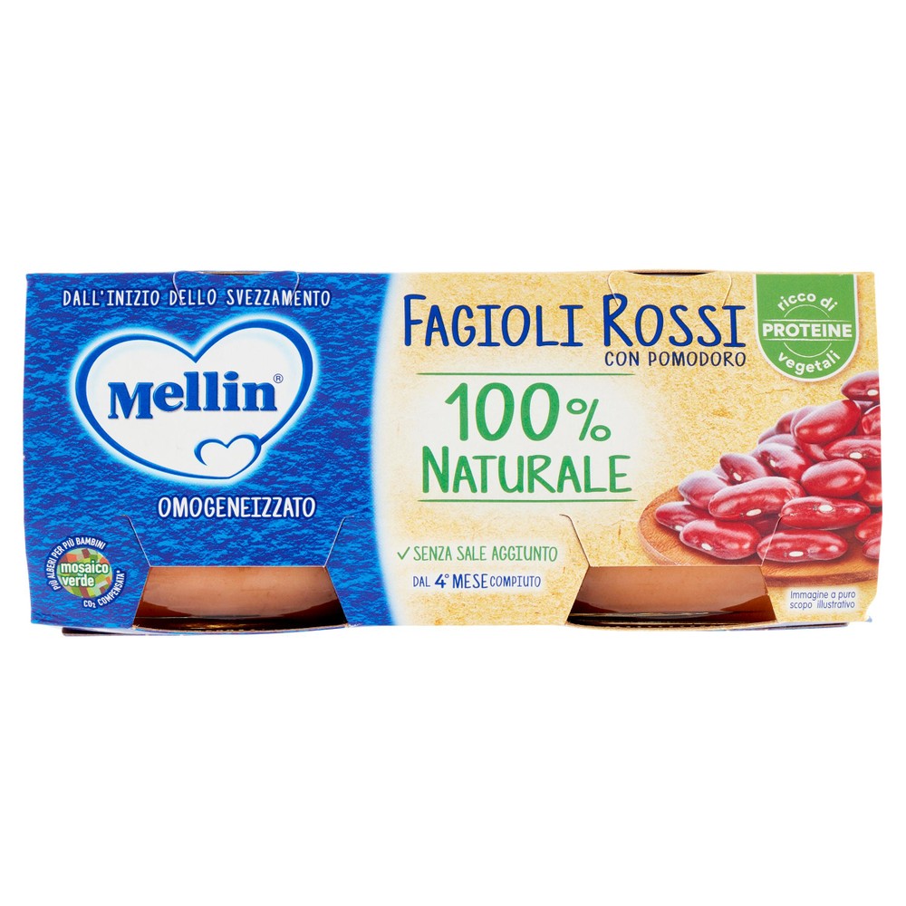 Omogeneizzato Di Fagioli Rossi Dal 4° Mese 2x80g Mellin - Foto 1