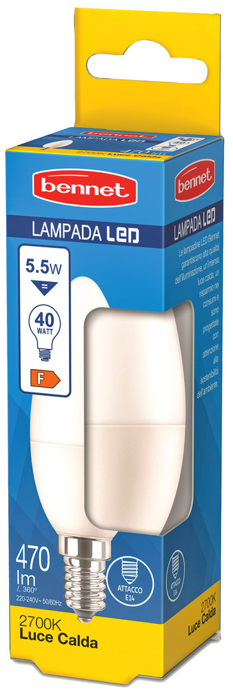 Lampadina Led A Candela 40w E14 Luce Calda Bennet