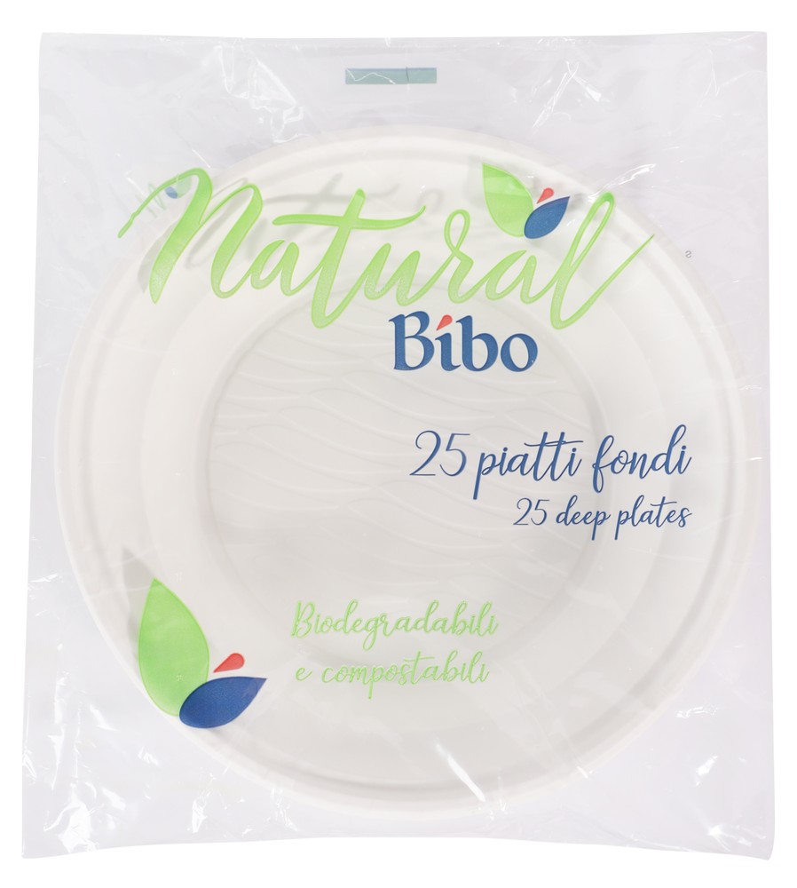 25 Piatti Fondi Bioplastica Bianchi Natural Bibo - Foto 1