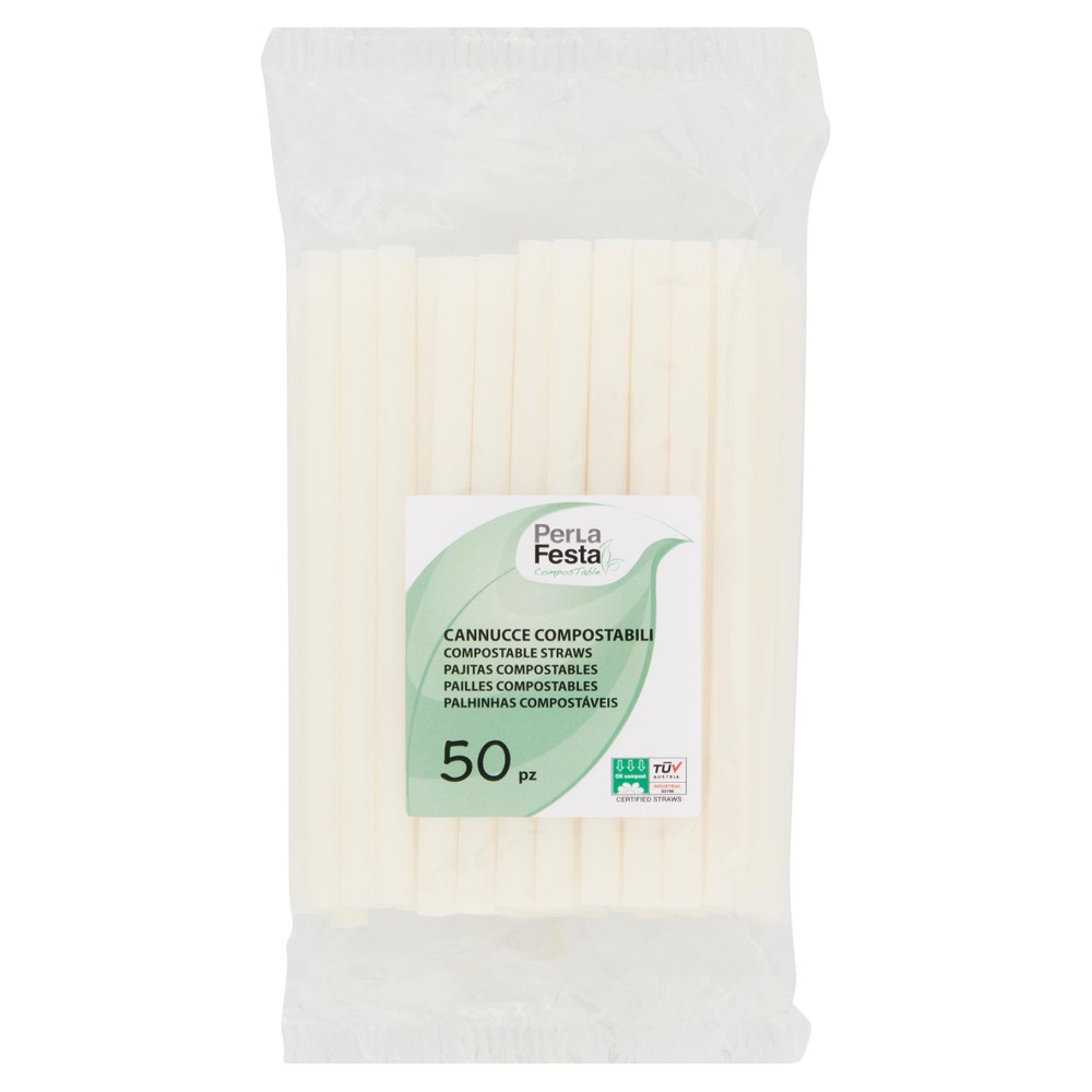 50 Cannucce Bianche Compostabili