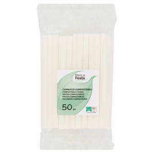 50 Cannucce Bianche Compostabili