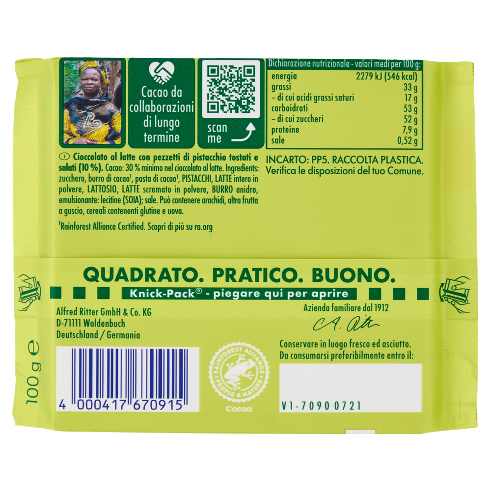 Tavoletta Nuts Pistacchi Ritter Sport - Foto 3