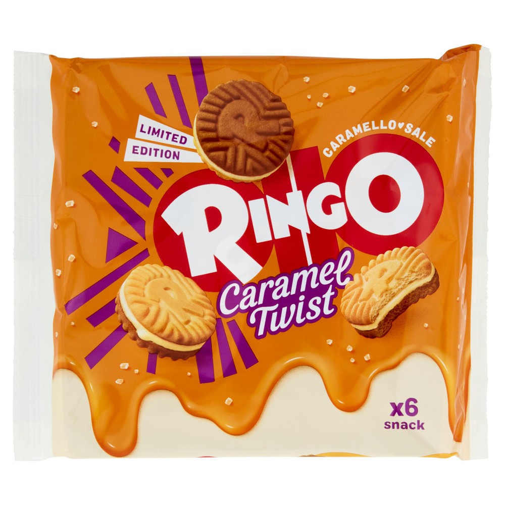 Biscotti Ringo Caramel Twist Con Crema Di Caramello Salato 6x27 Pavesi - Foto 1