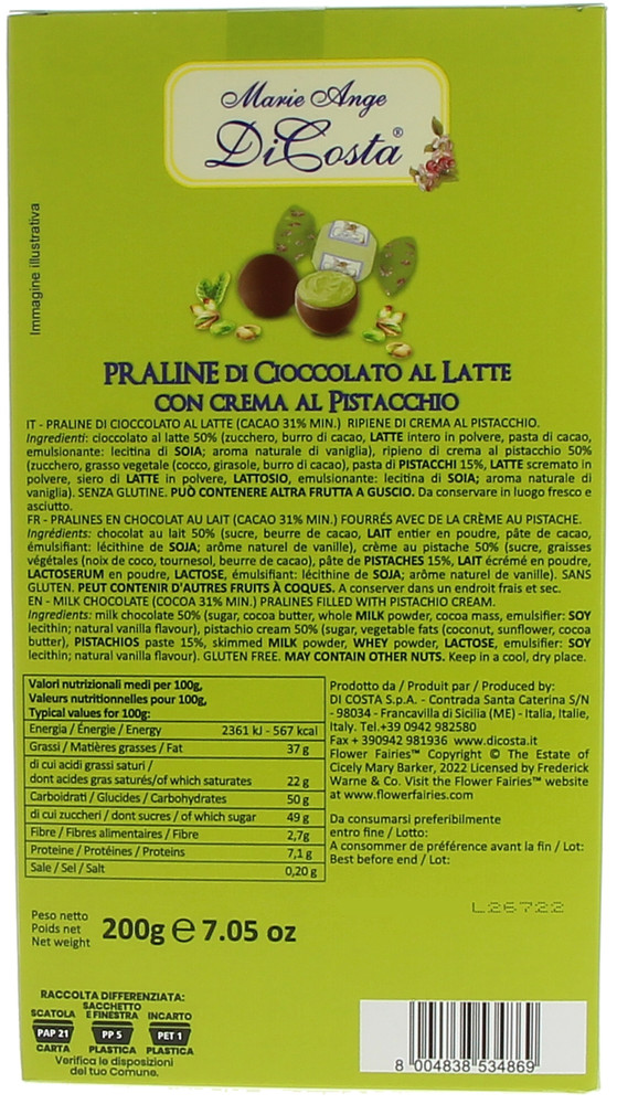Praline Cioccolato Pistaccio Dicosta