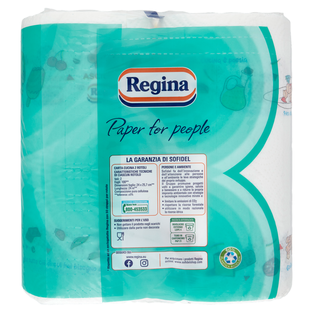 Carta Cucina Asciugatutto 2x Maxi Rotoli 2 Veli Asciugoni Regina - Foto 3