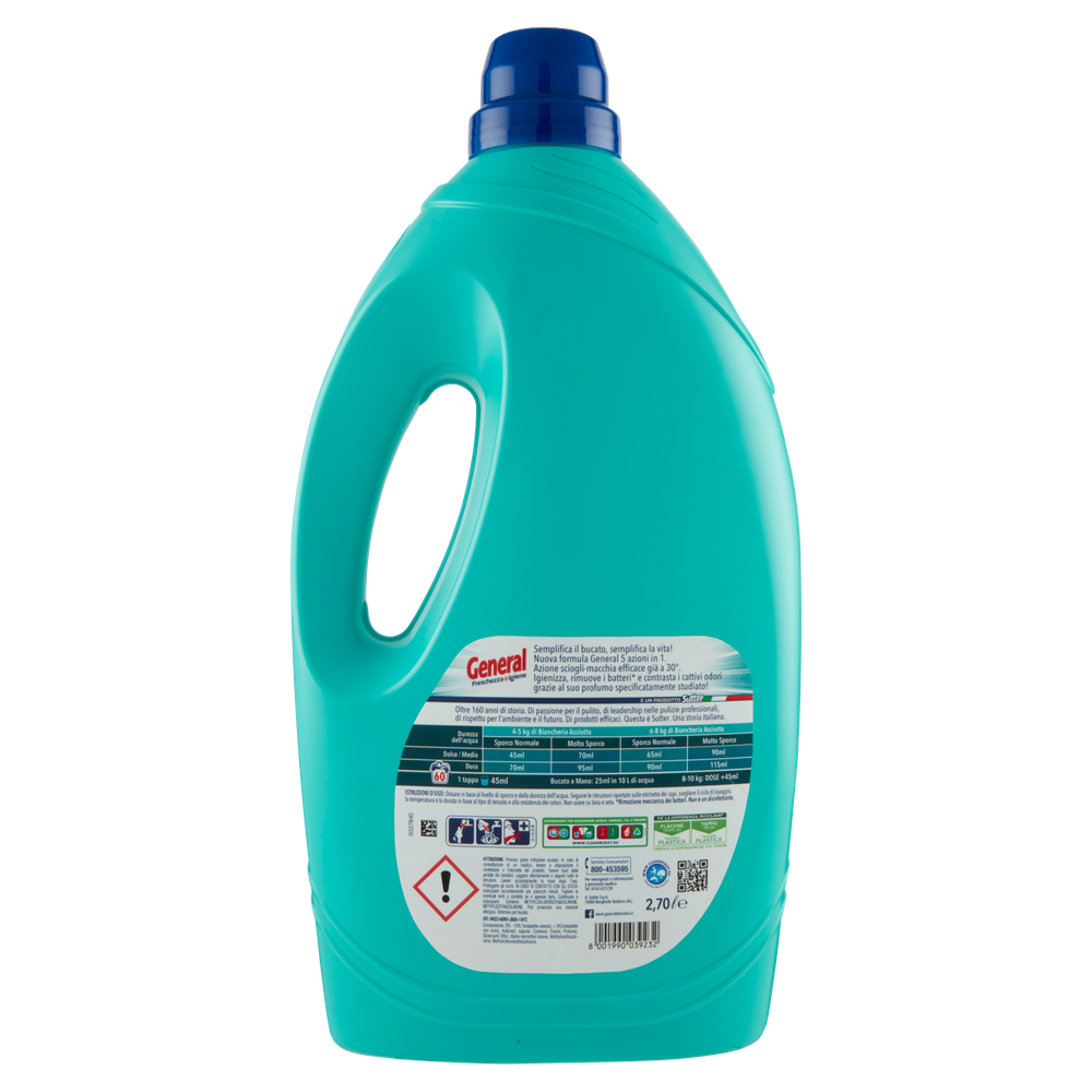Detersivo Liquido Per Lavatrice 5in1 Freschezza E Igiene General 60 La