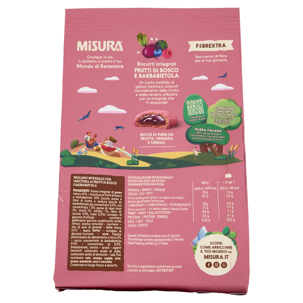Biscotti Fibrextra Integrali Con Frutti Di Bosco E Barbabietola Misura - Foto 3