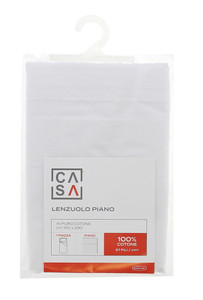 Lenzuolo Piano Tinta Unita 1 Piazza Cm150x290 Bianco Casa - Foto 1