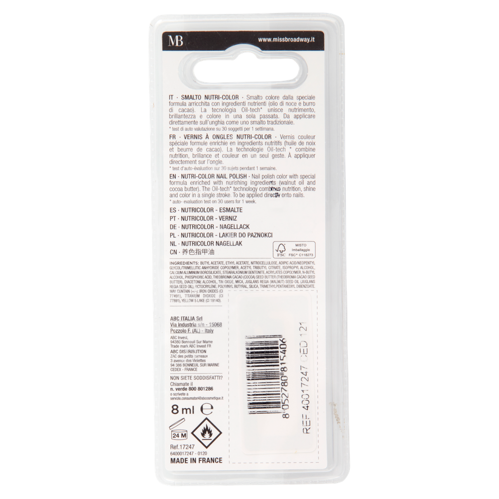 Nutri Color Smalto Colore Pearly White 8 Ml Miss Broadway - Foto 3