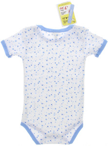 Body Neonato Mezza Manica 12/18 Mesi Bianco Stelline Bordo Azzurro Del