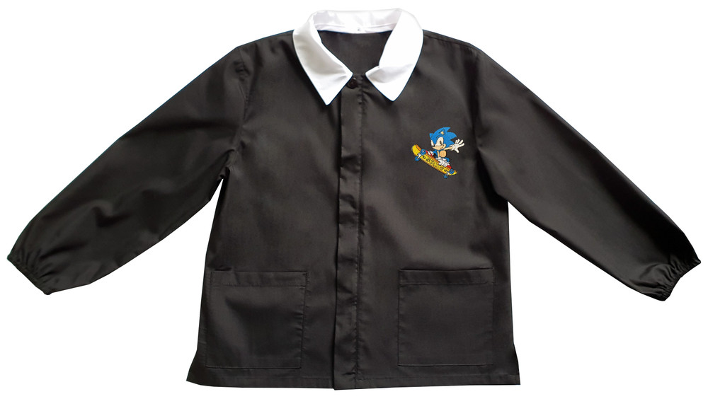 Casacca Scuola Bambino Con Cerniera 11 Anni Nero Ricamo Sonic - Foto 1