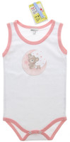 Body Neonata Spalla Larga 24/36 Mesi Bianco C/Stampa Bordo Rosa Delinea