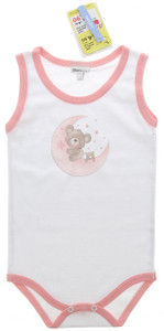 Body Neonata Spalla Larga 24/36 Mesi Bianco C/Stampa Bordo Rosa Delinea
