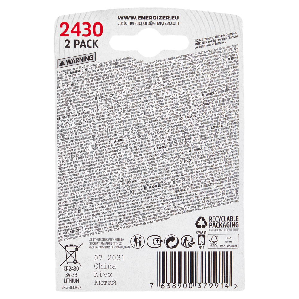 2 Pile Cr2430 Lithium Energizer - Foto 3