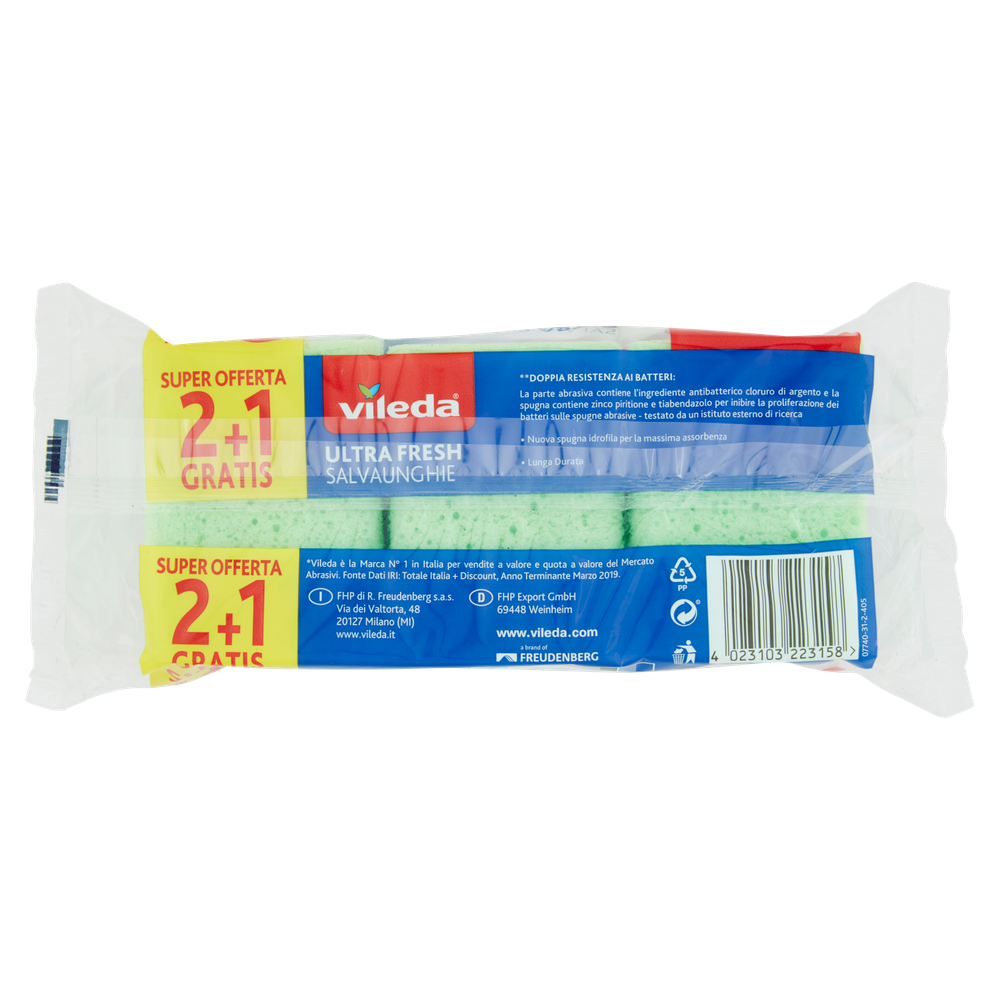 2 Spugne Abrasive Salvaunghie Ultrafresh Vileda - Foto 3