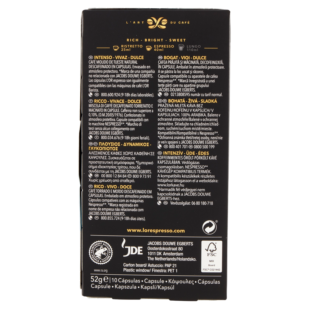 Capsule Caffè Espresso Decaffeinato Compatibili Nespresso 10pz L'or - Foto 3