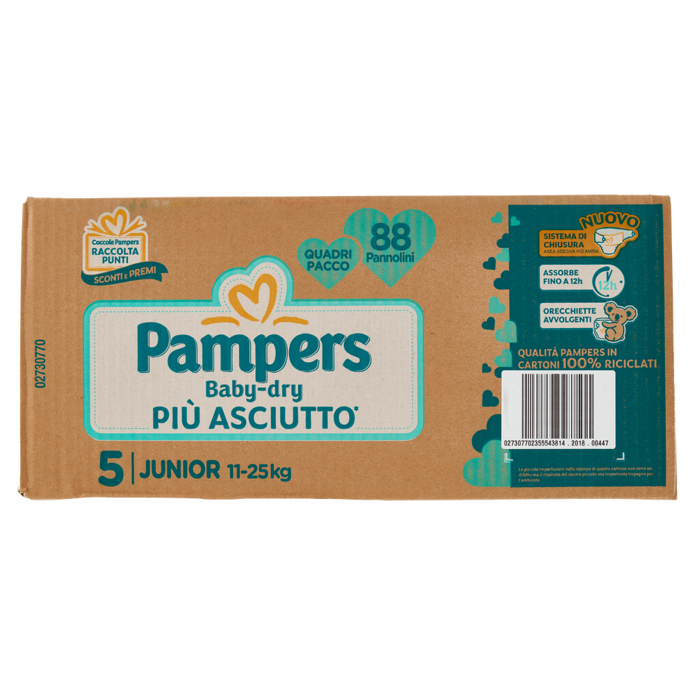 Pannolini Pampers Baby Dry Quadripack, Tg 5 Junior (11-25 Kg) Pampers