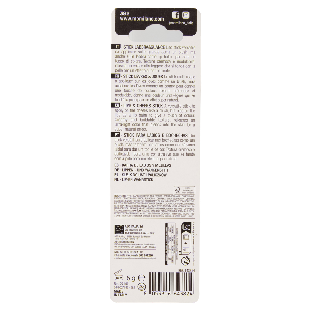Stick Multiuso Labbra E Guance Peach N° 02 6 G Mb Milano - Foto 3