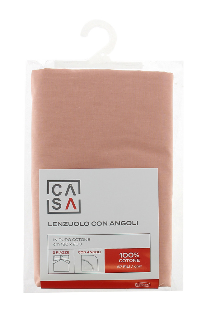 Lenzuolo Con Angoli Tinta Unita 2 Piazze Cm180x200 Arancio Casa - Foto 1