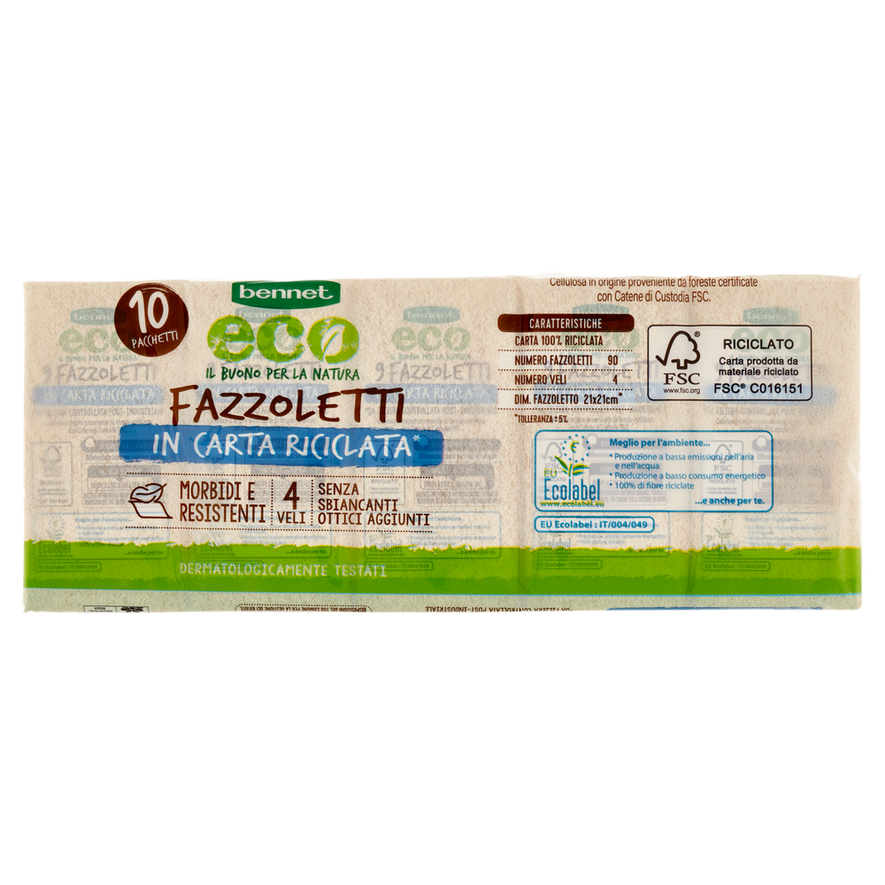 Fazzoletti In Carta Riciclata Bennet Eco 4 Veli - Foto 3