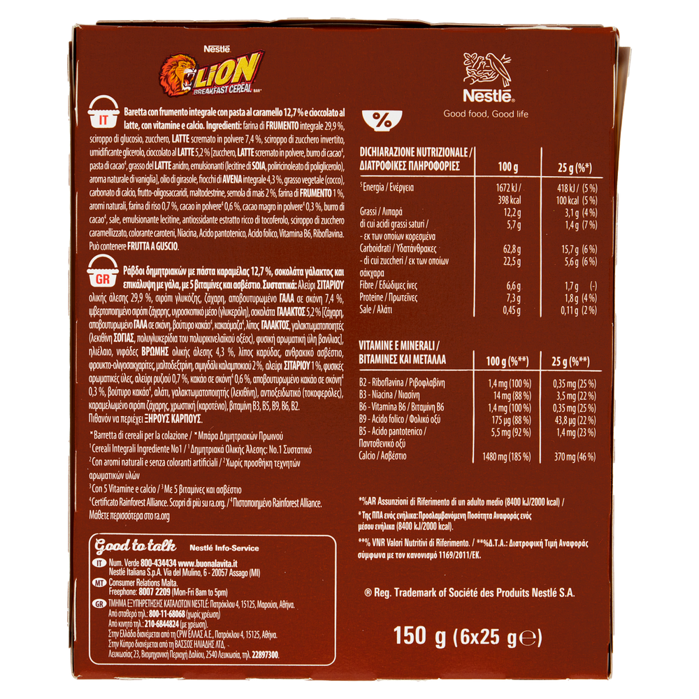 Barrette Di Cereali Integrali Con Cioccolato Caramello 6x25g Lion - Foto 3