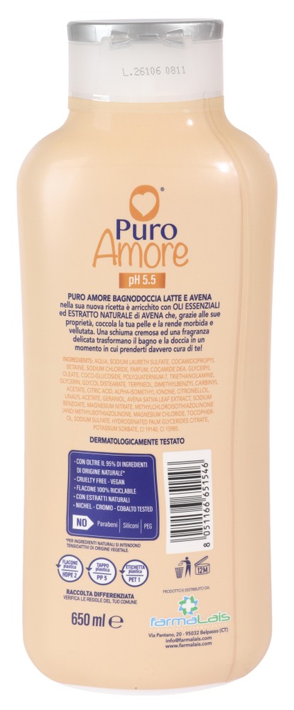 Bagnodoccia Latte E Avena Puro Amore Ml 650 - Foto 2