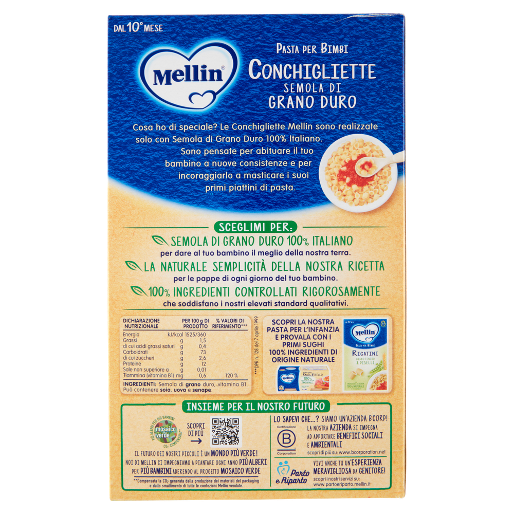 Pasta Bimbi Dal 10° Mese Conchigliette Semola Grano Duro Mellin - Foto 3