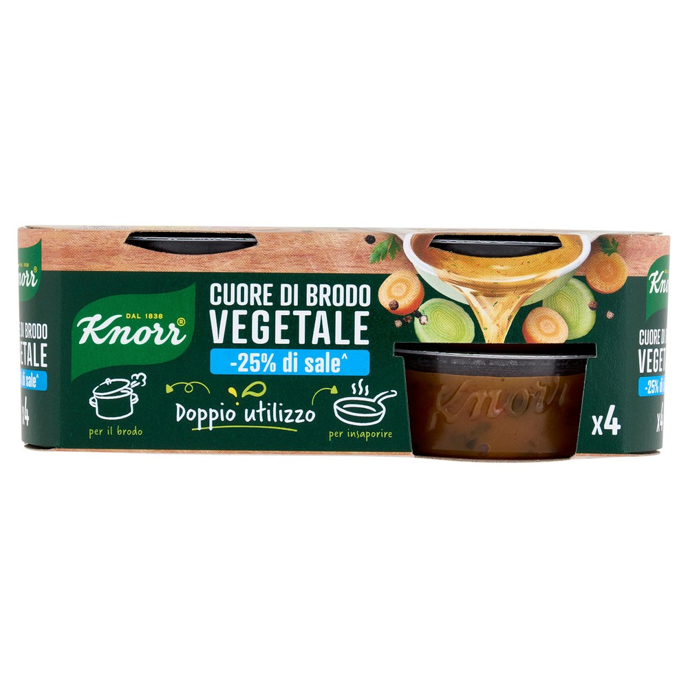 Cuore Di Brodo Vegetale Col 25% In Meno Di Sale 4x28g Knorr - Foto 1
