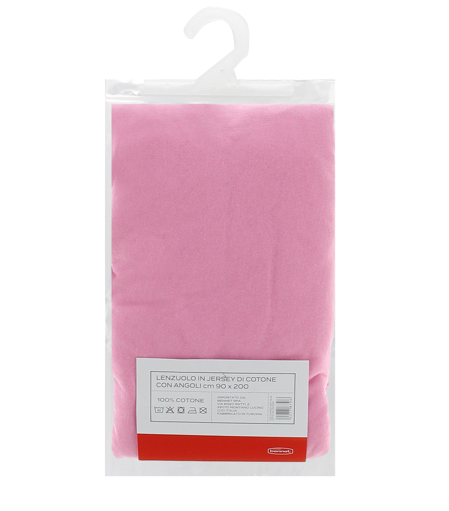 Lenzuolo Jersey Angoli Tinta Unita 1piazza Cm90x200 Rosa Casa - Foto 2