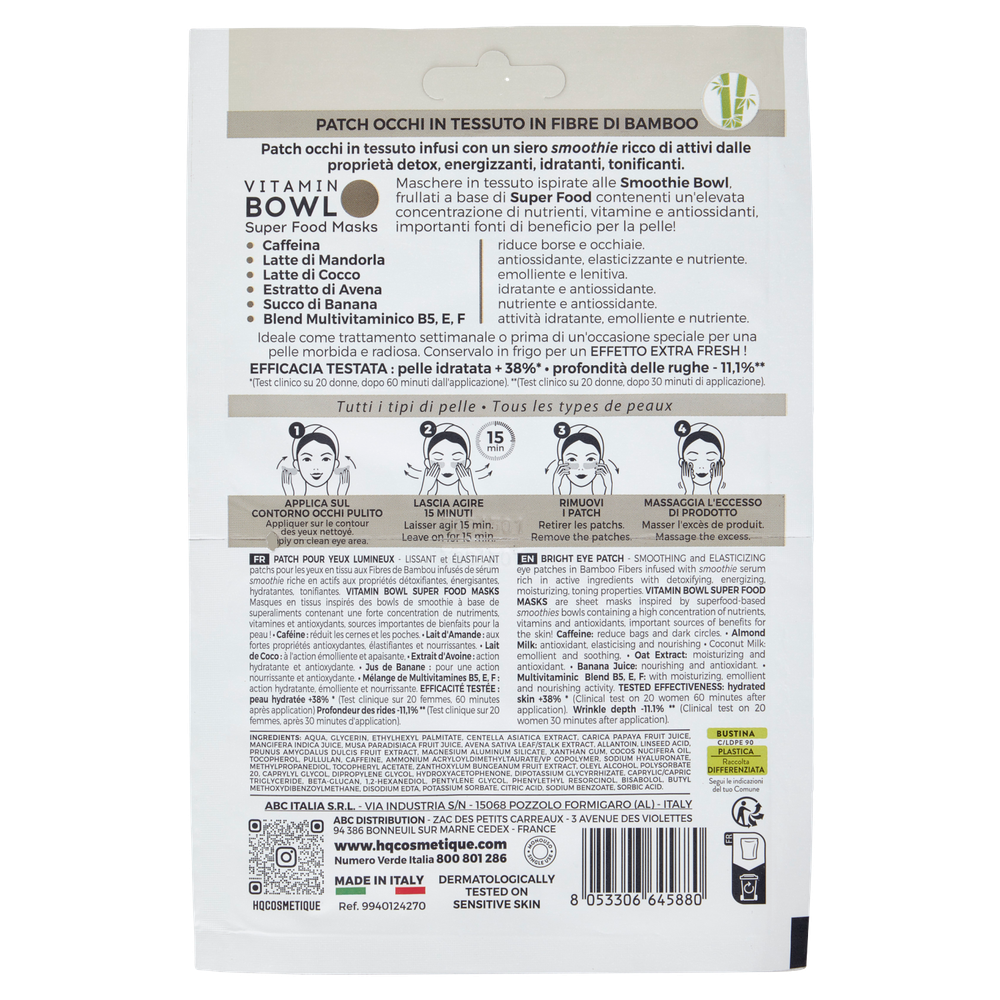 Patch Occhi Bright Attivi Caffè - Mandorla - Cocco - Avena 4 Pz Hq - Foto 3