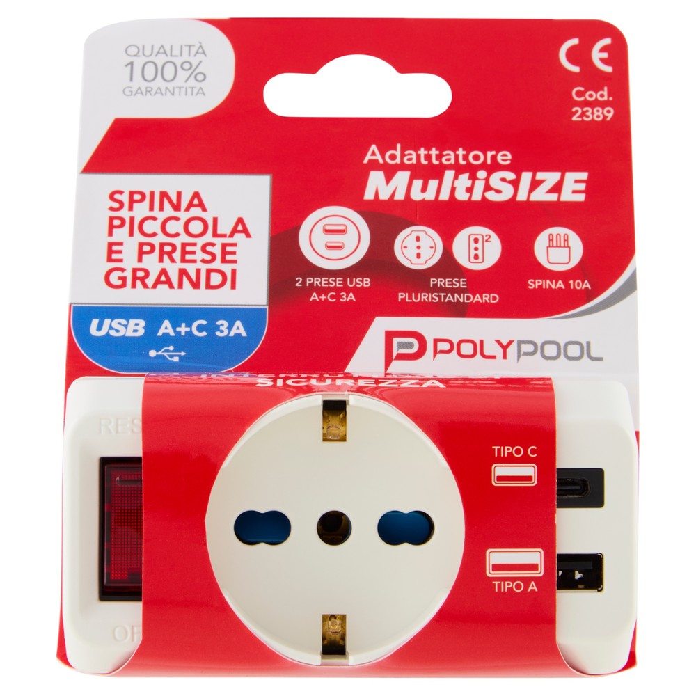 Adattatore Multisize 1 Presa 10/16a Spina 10a Polypool - Foto 1