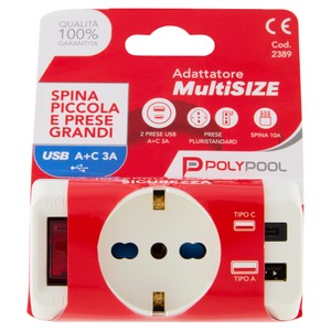 Adattatore Multisize 1 Presa 10/16a Spina 10a Polypool - Foto 1