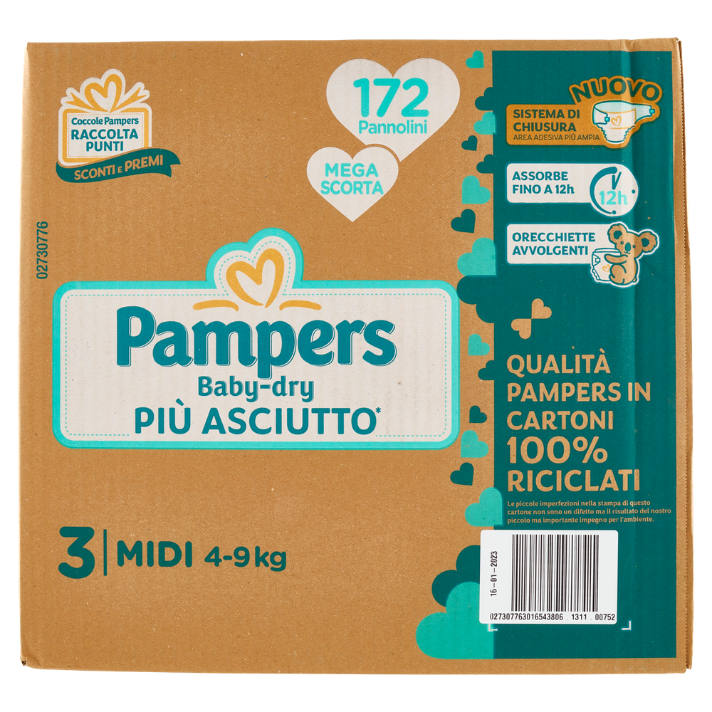 Pannolini Baby Dry Jumbopack, Taglia 3 Midi (4-9 Kg) Pampers - Foto 3